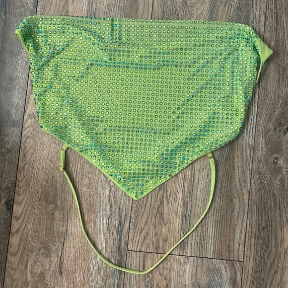 OH POLLY size 2 (S) Light Green Rhinestone Embellished Top great for going out🪩 - Picture 2 of 5